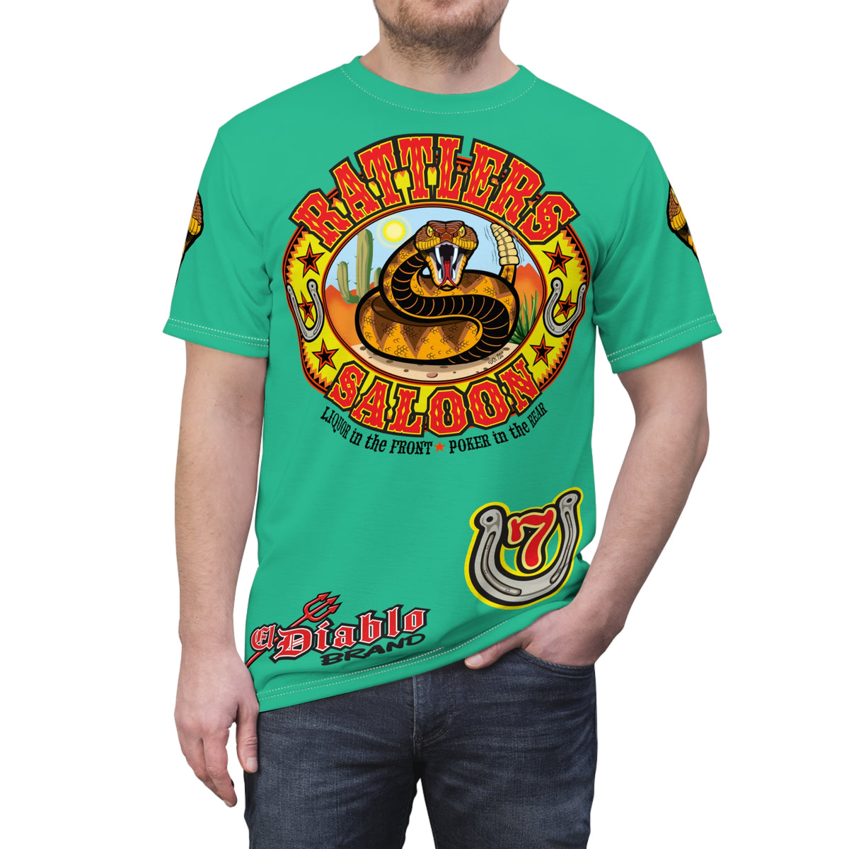 Rattlers Saloon  BADAZZ SUPER TEE — Vintage Biker 66 Graphic Shirt