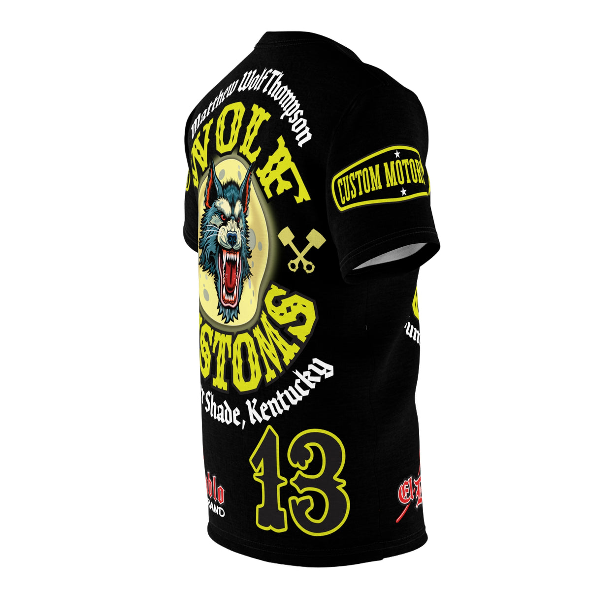 MWT Wolf Customs 13 Black & XL Graphics- Super Riding Tee — Retro Motorcycle Club Shirt, The Best Biker Riding Tee EVER !!!