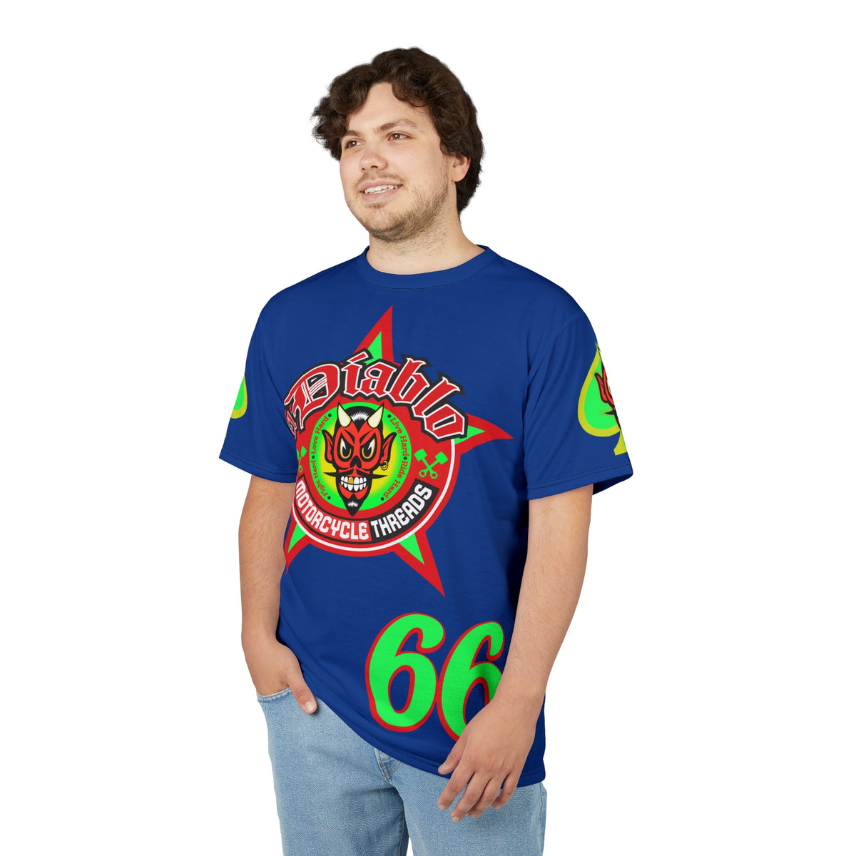 El Diablo Motorcycle Threads - Unisex Cut & Sew Tee - HiViz Color - Edgy Graphic Tee for Bikers