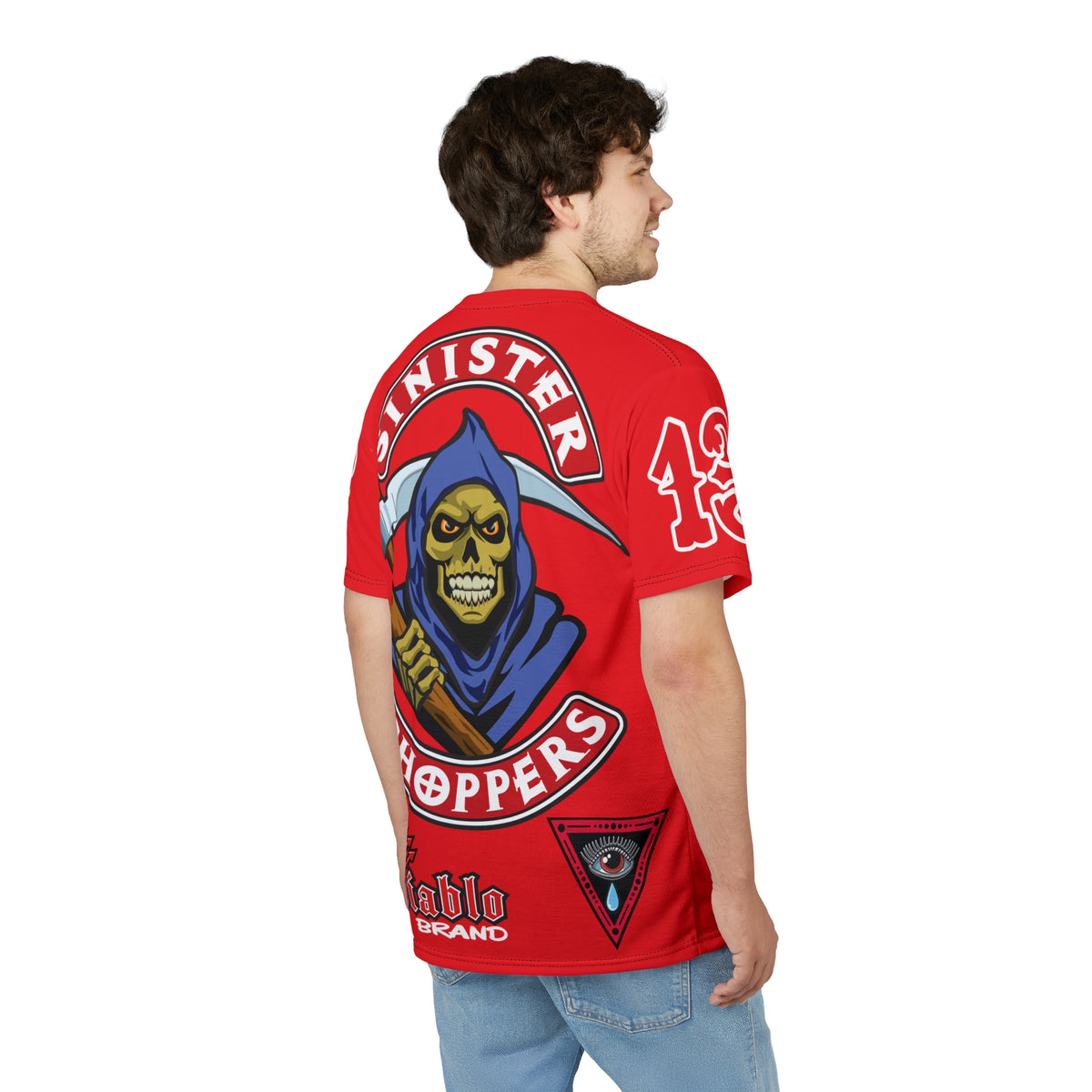 SRT Sinister Choppers Reaper HiViz Super Tee - Bad Attitude Skull Design for Bikers