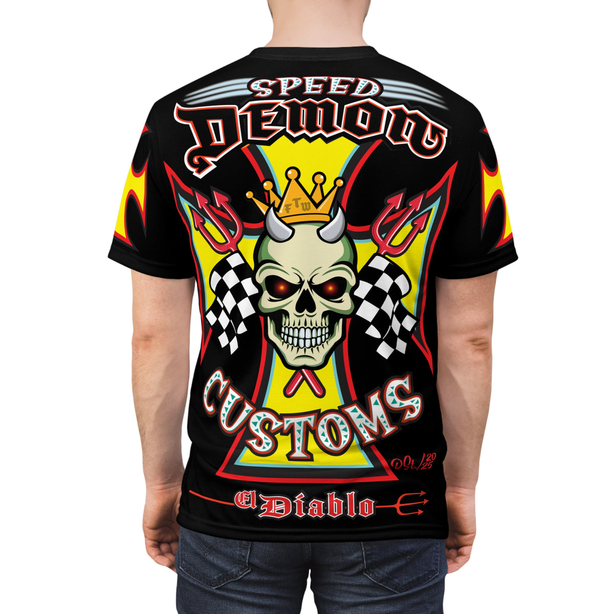 Speed Demon King of Speed Super Tee- Edgy Skull Flame Design for Bikers & Rebels