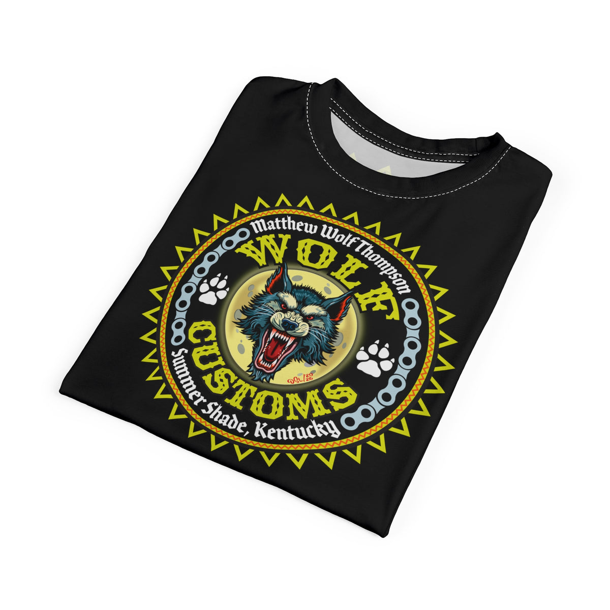 SRT MWT Wolf Customs 13 Black Graphic Super Riding Tee — Retro Motorcycle Club Shirt, The Best Biker Riding Tee EVER !!!