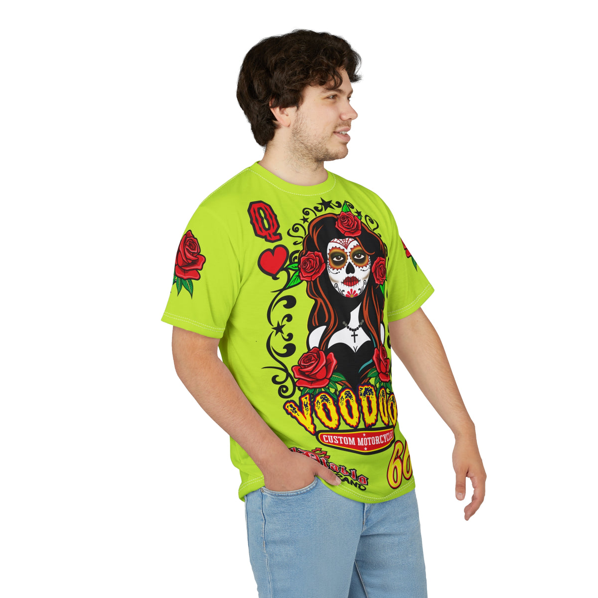 VERY Special HIVIZ Voodoo Custom Motorcycles Tee — Queen of Hearts Super Tee Graphic Shirt