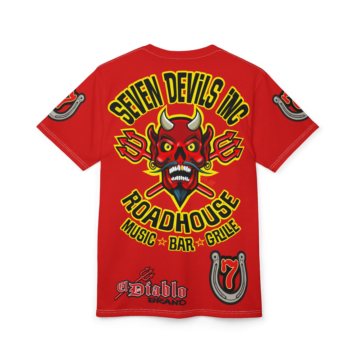 Seven Devils Road House (BLACK STAR HIVIZ LIMITED EDITION) Custom Super Riding Tee - Retro Devil Style Graphic Style