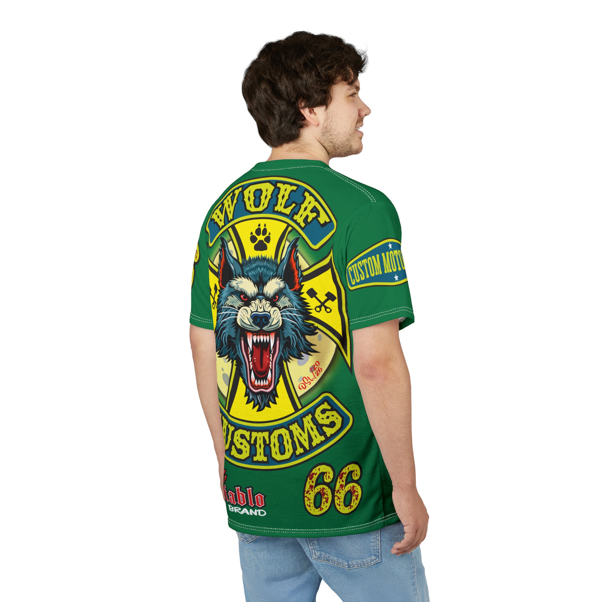 MWT Wolf Customs '66 Graphic HiViZ Super Tee — Retro Motorcycle Club Shirt, The Best Biker Riding Tee EVER !!!