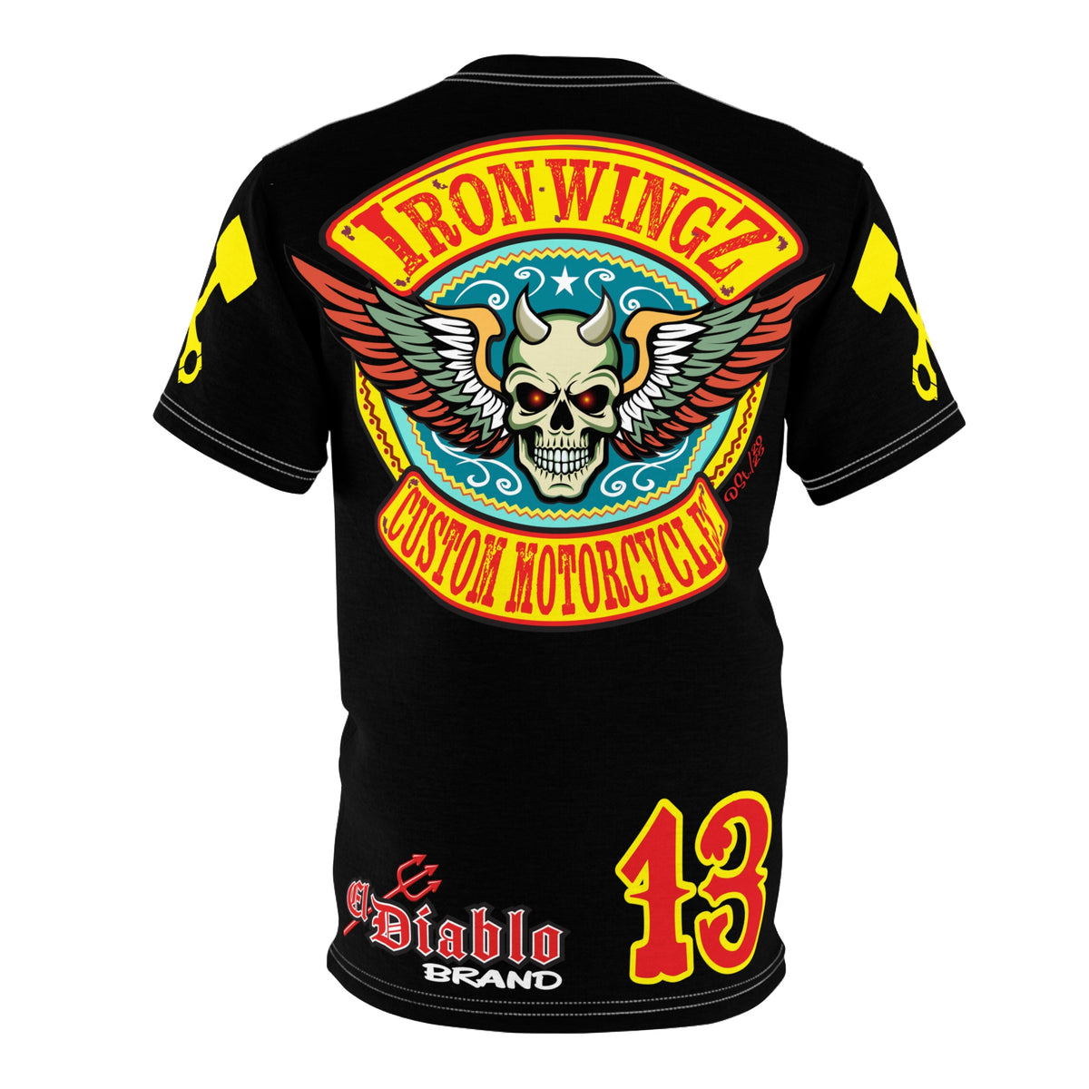 SRT Iron WingZ Custom Motorcycles Graphic Super Riding Tee, Edgy Streetwear, Customized Apparel, Gift for Bikers