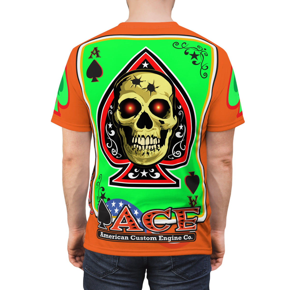 American Custom Engines ACE - Specially Designed Lumina Green  Ace of Spades Death Card High visibility Graphics
