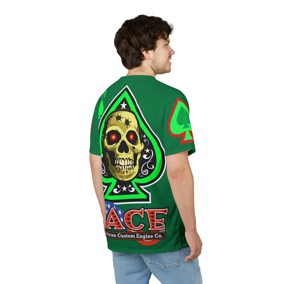 American Custom Engines ACE - Special Lumina Green  Ace of Spades Death Card High visibility Graphics