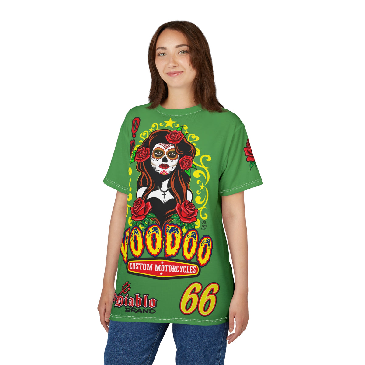 Voodoo Custom Motorcycles Tee — Queen of Hearts  Graphic Riding Super Tee