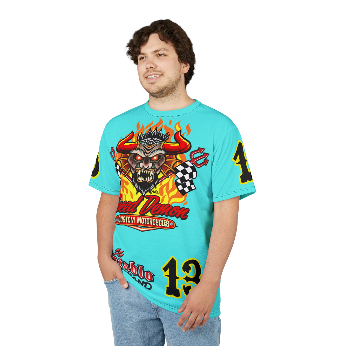 Speed Demon Customs BLU SKY Super Tee — Extreme Edgy Graphics - Bad Attitude Custom Biker Riding Gear