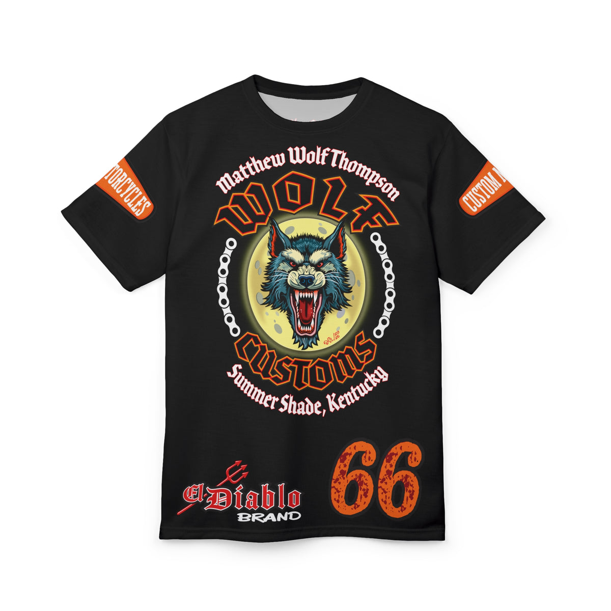 MWT Wolf Custom Motorcycles Super Tee — Viciously Cool High Performance Motorcycle Riding Shirt