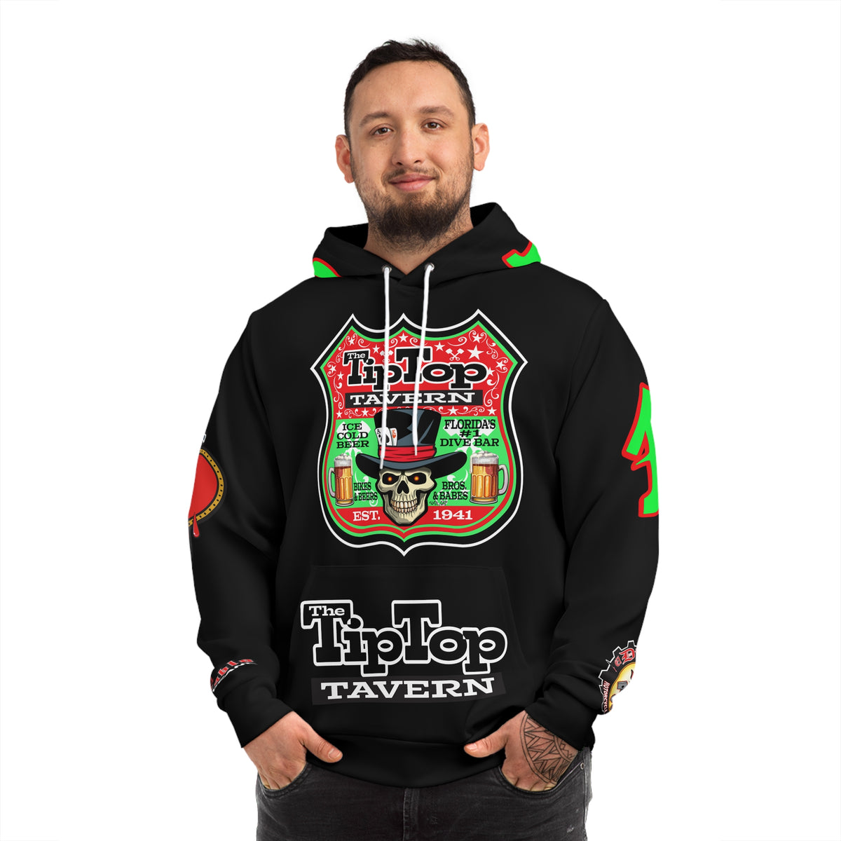 HoodZ Tip Top Tavern America's Best Dive Bar Super Hoodie - Ace of Spades Special Edition - High Visibility Lumina Green Accents