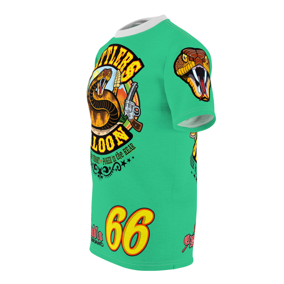 Rattlers Saloon Snake Logo Tee — Vintage Biker 66 Graphic Shirt