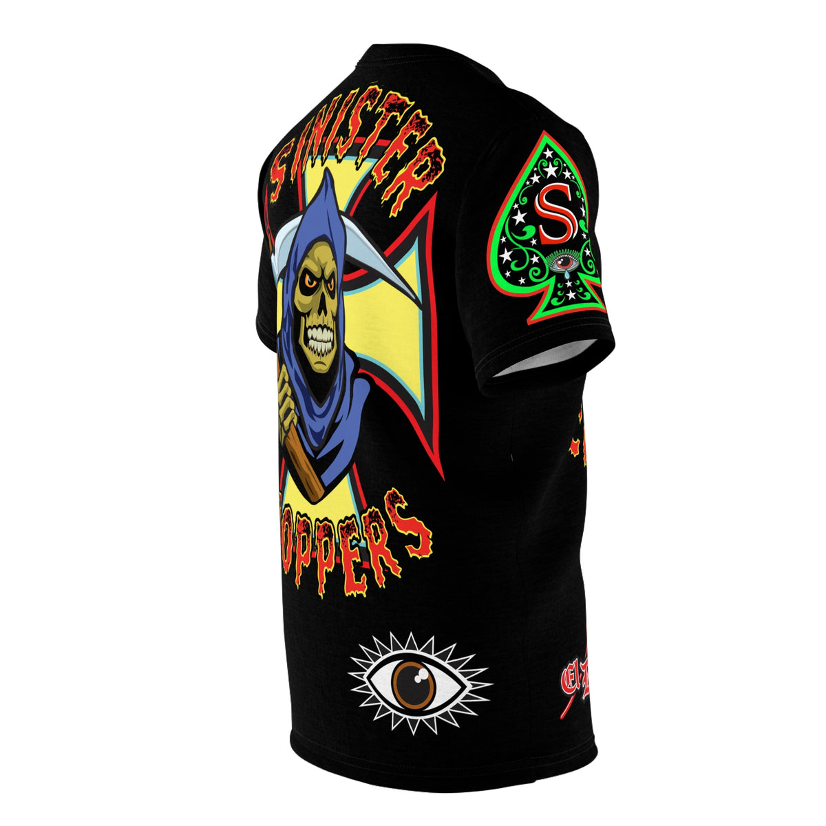 SRT Sinister Choppers Reaper Super Riding Tee - Gothic Graphic T-Shirt for Motorcycle Riders