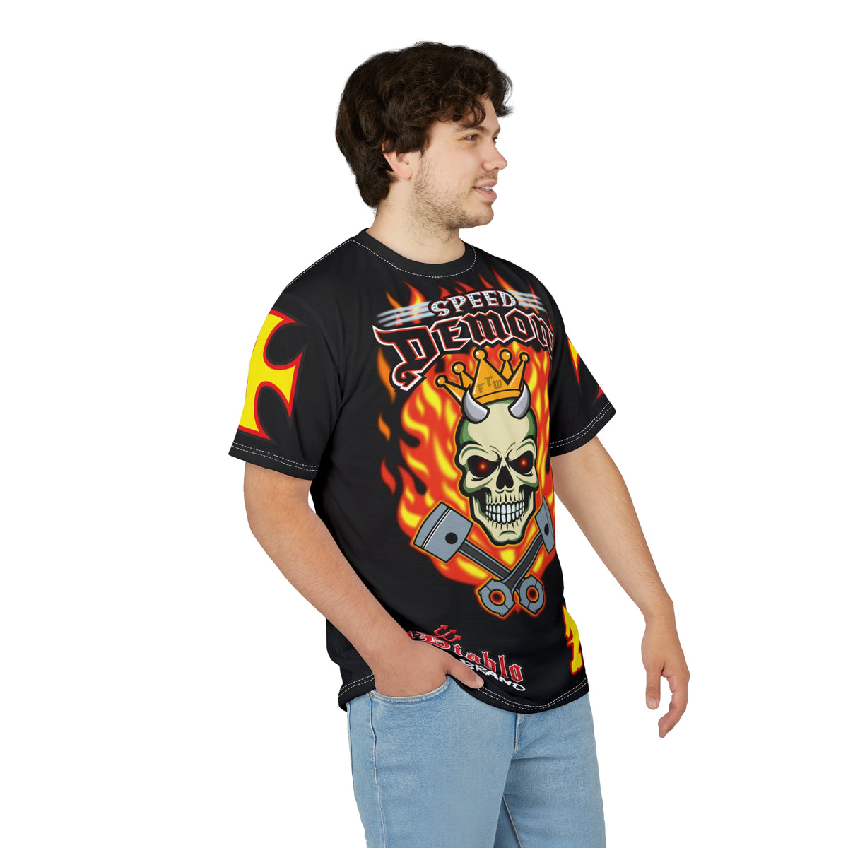 Speed Demon King of Speed Super Tee- Edgy Skull Flame Design for Bikers & Rebels