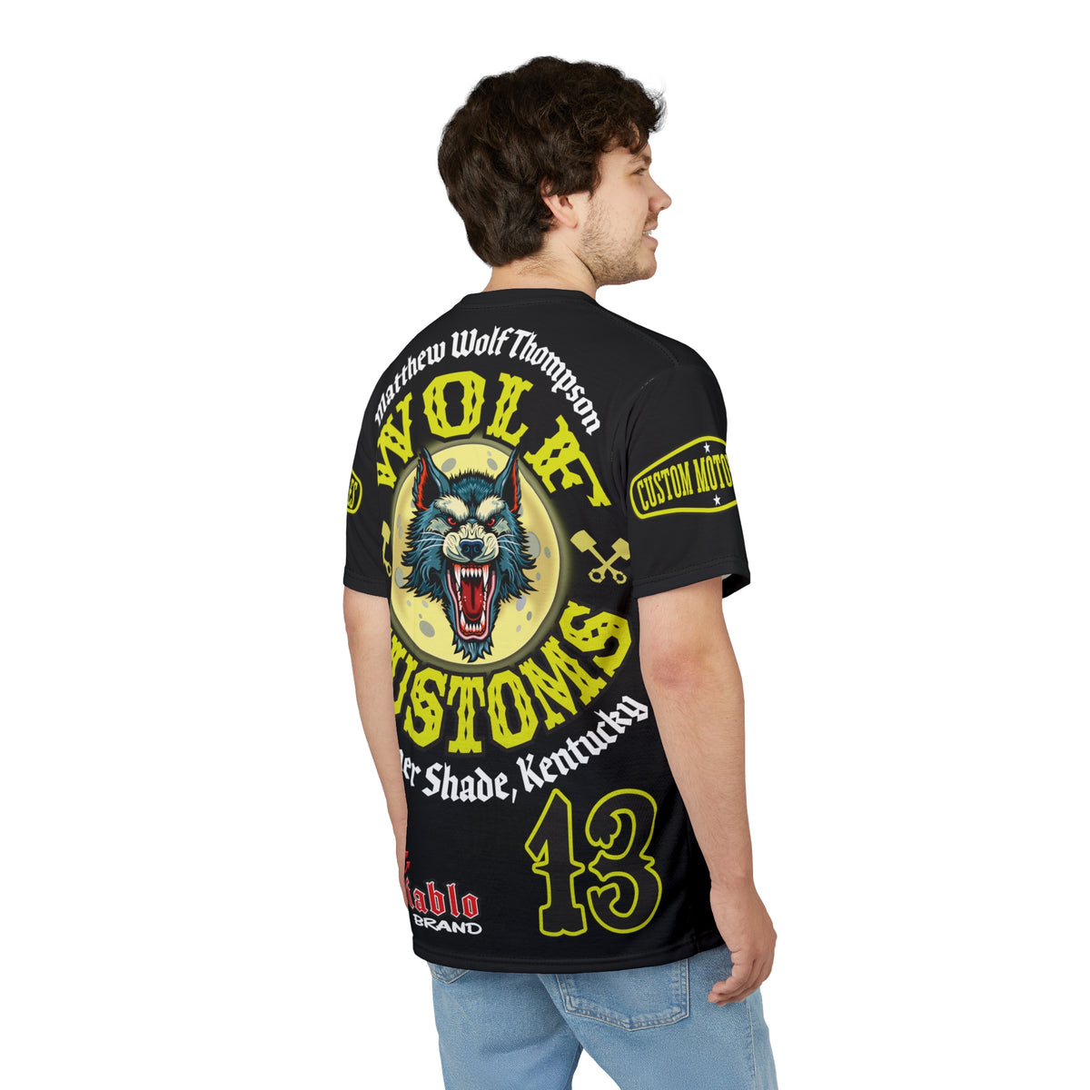 MWT Wolf Customs 13 Black & XL Graphics- Super Riding Tee — Retro Motorcycle Club Shirt, The Best Biker Riding Tee EVER !!!
