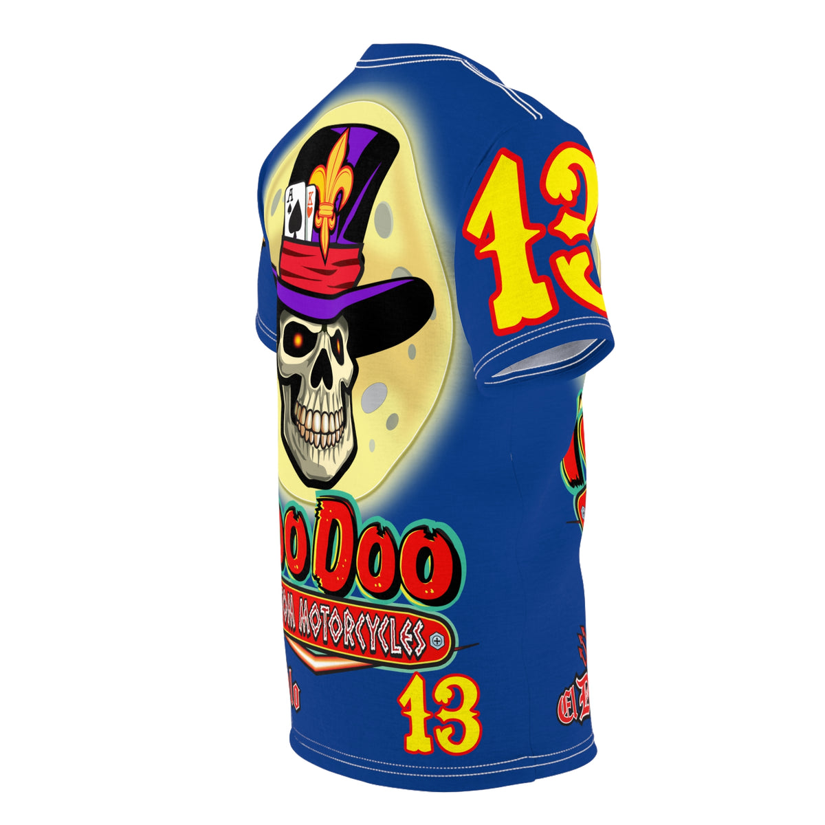 VooDoo Custom Motorcycles Midnight Blue HiViz Graphics Biker Tee