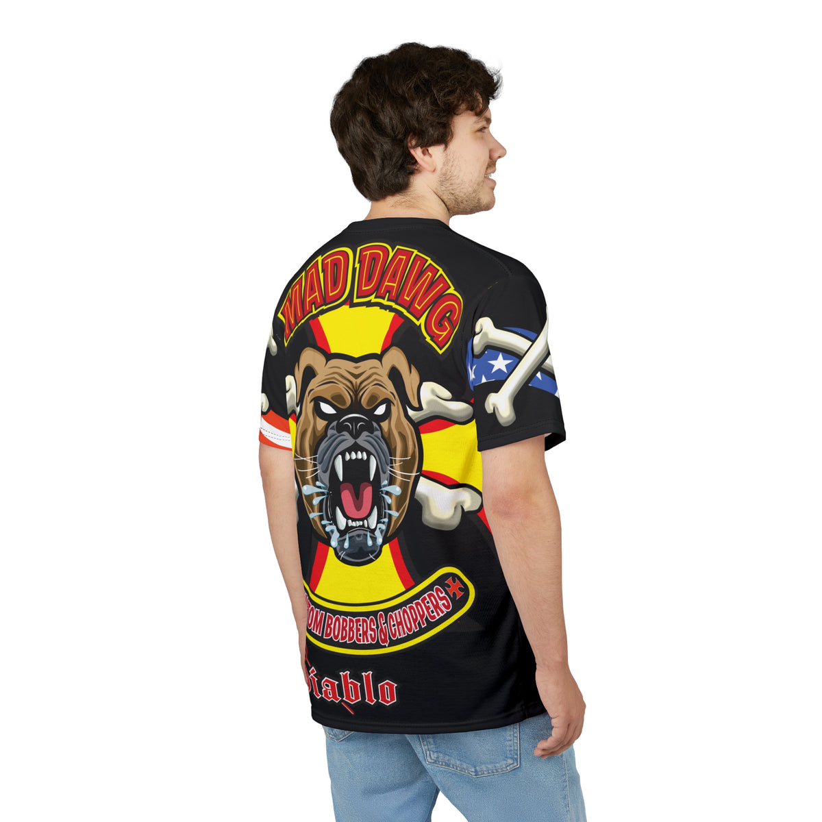 Mad Dawg Customs Americana, Edgy Motorcycle Apparel, HiViz Custom Riding TEE, Rebel Fashion, Biker Style