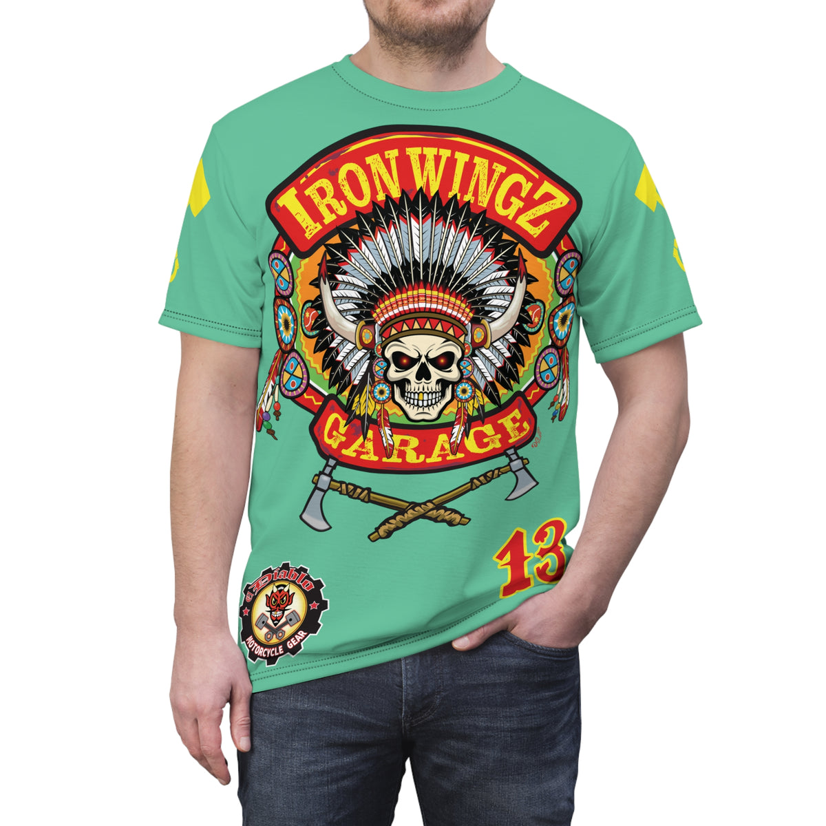Iron WingZ Customs HIviz Graphic Super Tee, Edgy Streetwear, Customized Apparel, Gift for Bikers