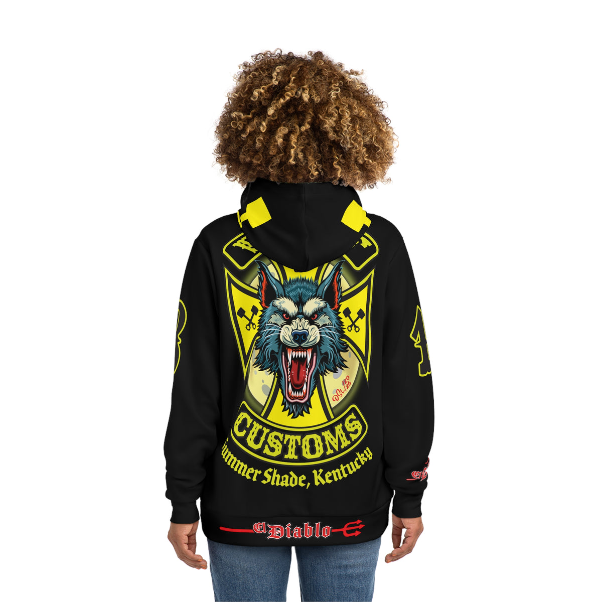 HoodZ Wolf Customs Motorcycle Hoodie — Vintage Biker Graphic Hooded Sweatshirt
