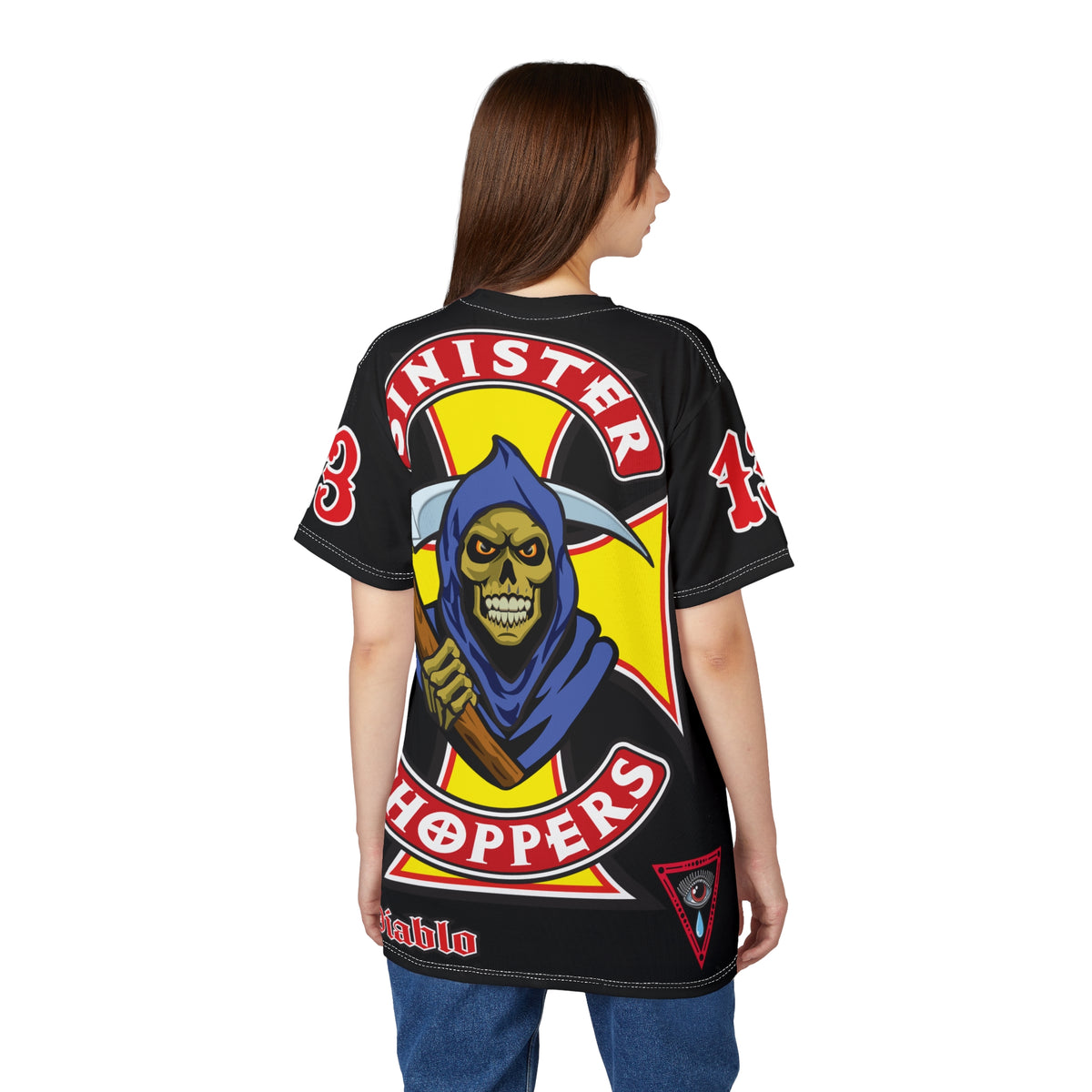 Sinister Choppers Reaper HiViz Super Tee - Spectacular Skull Design for Bikers