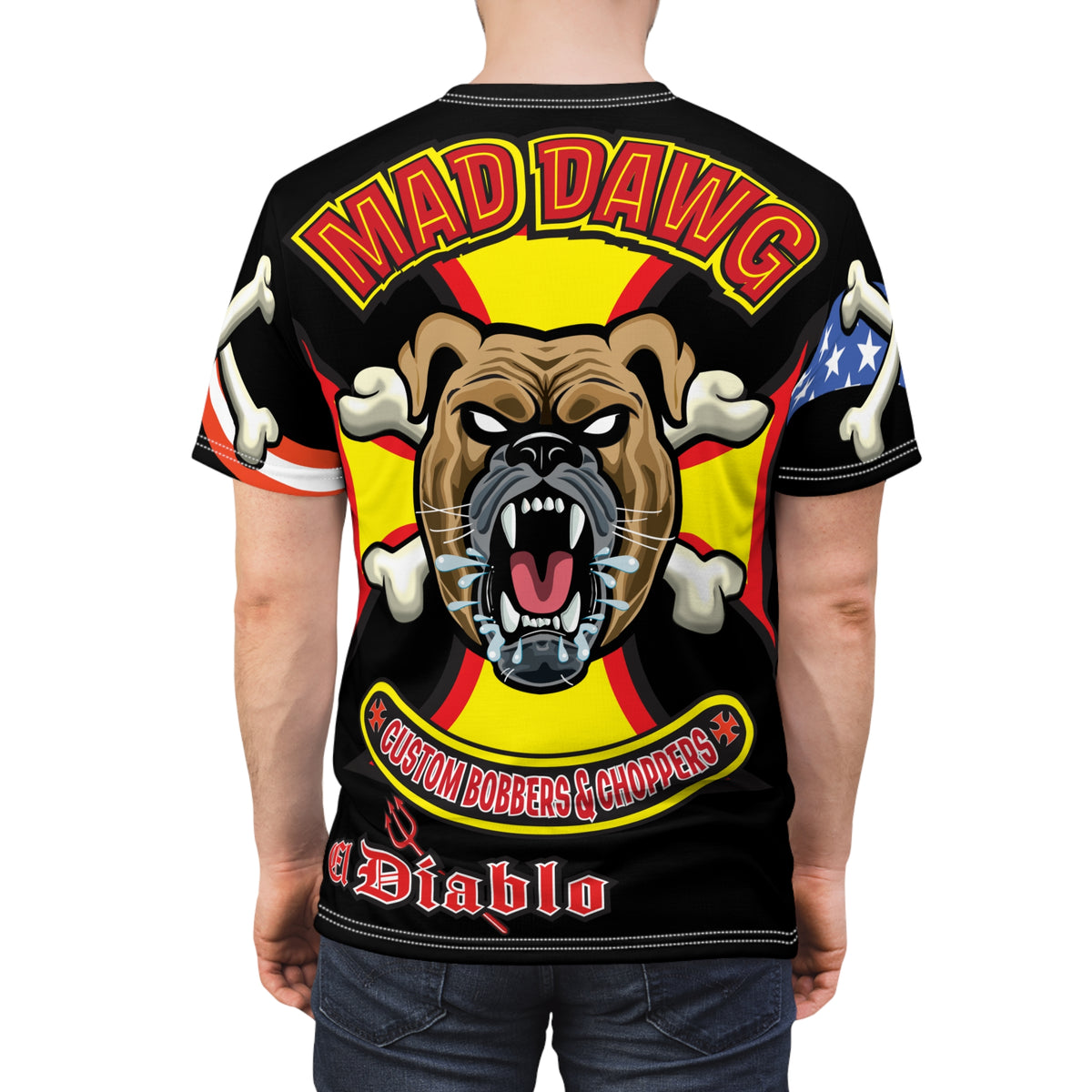 Mad Dawg Customs Americana, Edgy Motorcycle Apparel, HiViz Custom Riding TEE, Rebel Fashion, Biker Style