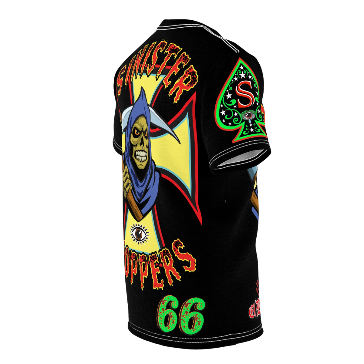Sinister Choppers Reaper Super Tee - Gothic Graphic T-Shirt for Motorcycle Riders