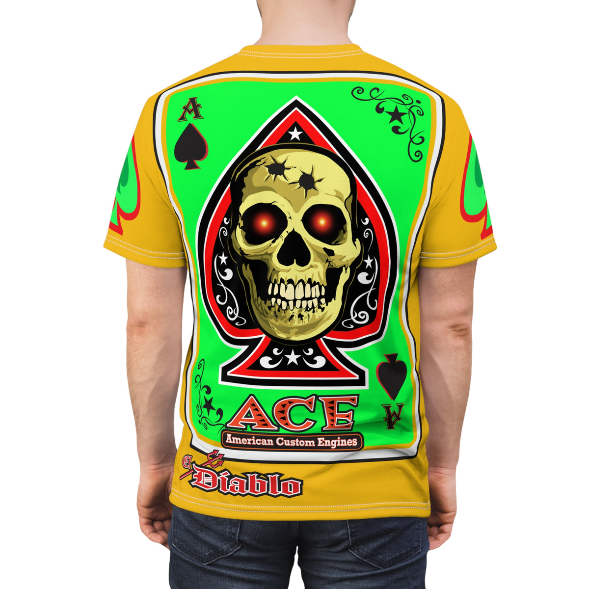 American Custom Engines ACE - Special Lumina Green  Ace of Spades Death Card High visibility Graphics
