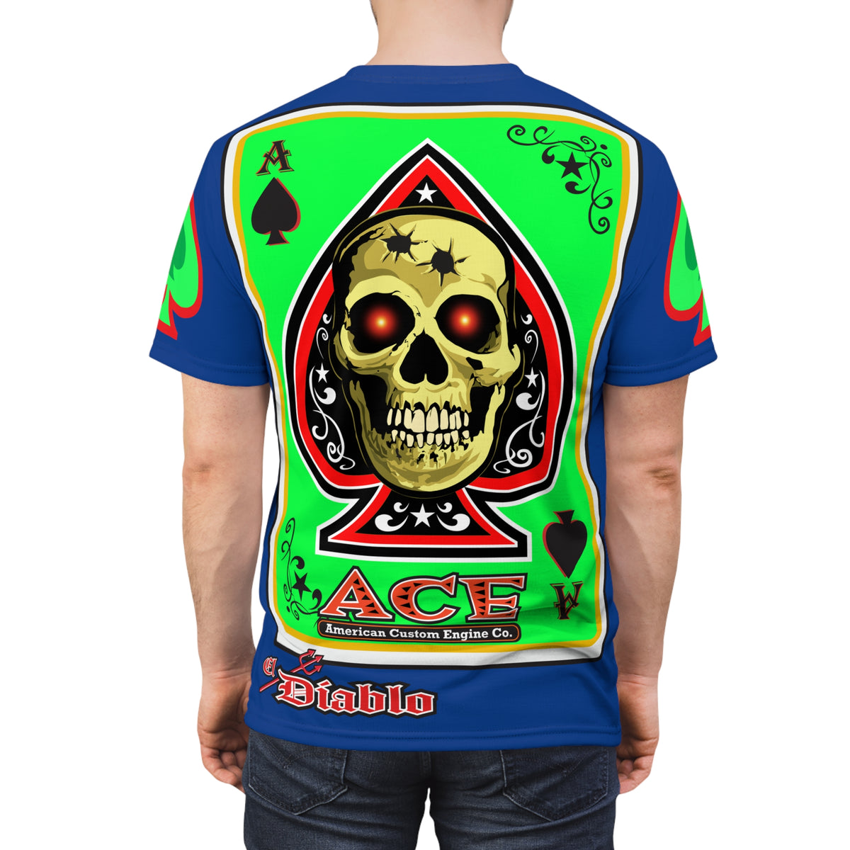 American Custom Engines ACE Americana Cut - Special Lumina Green  Ace of Spades Death Card High visibility Graphics