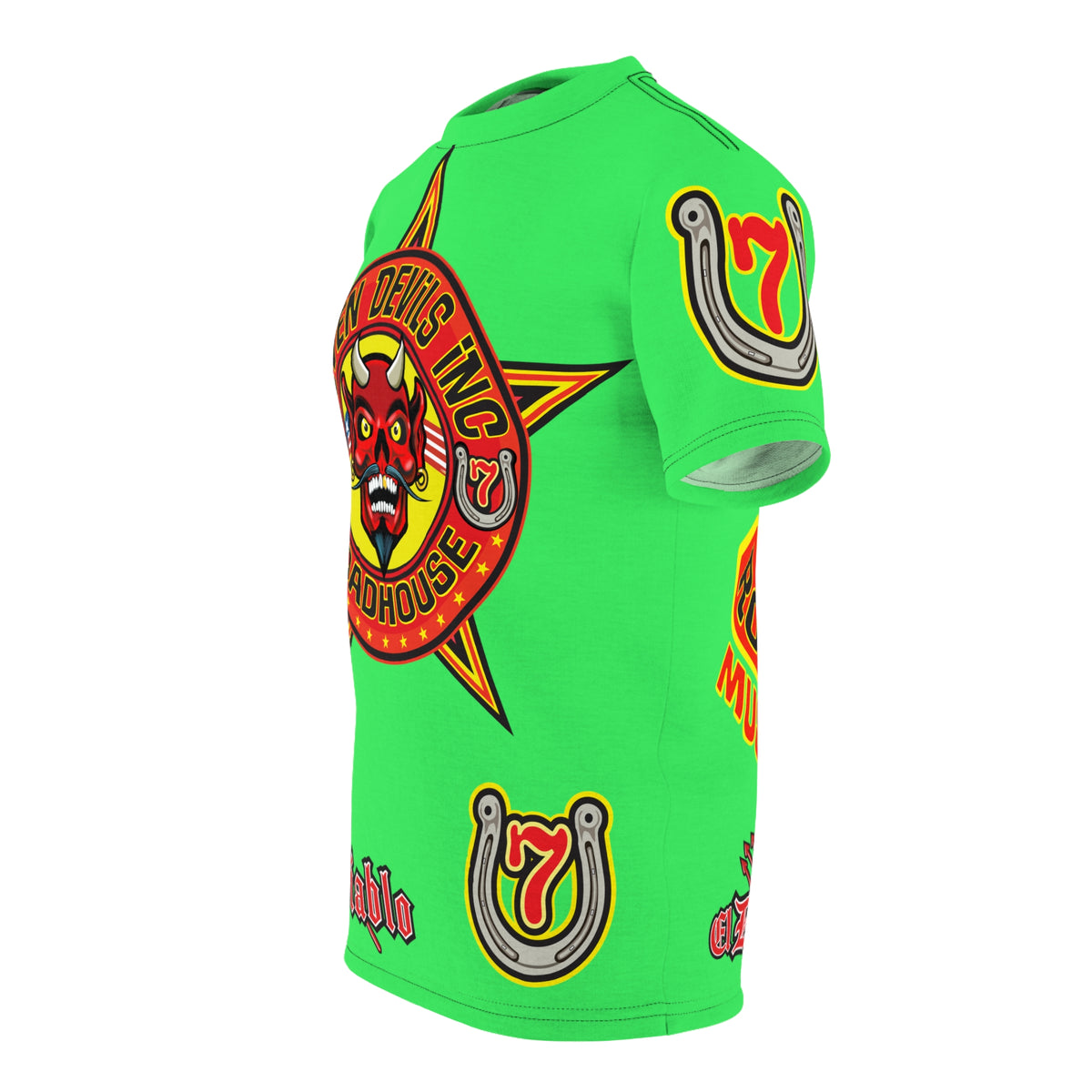Very Special Seven Devils Inc. Roadhouse HiViZ Graphic Tee - Custom Motorcycle Riding Super Tee, Edgy Streetwear Perfect Fit & Comfort Biker Wear
