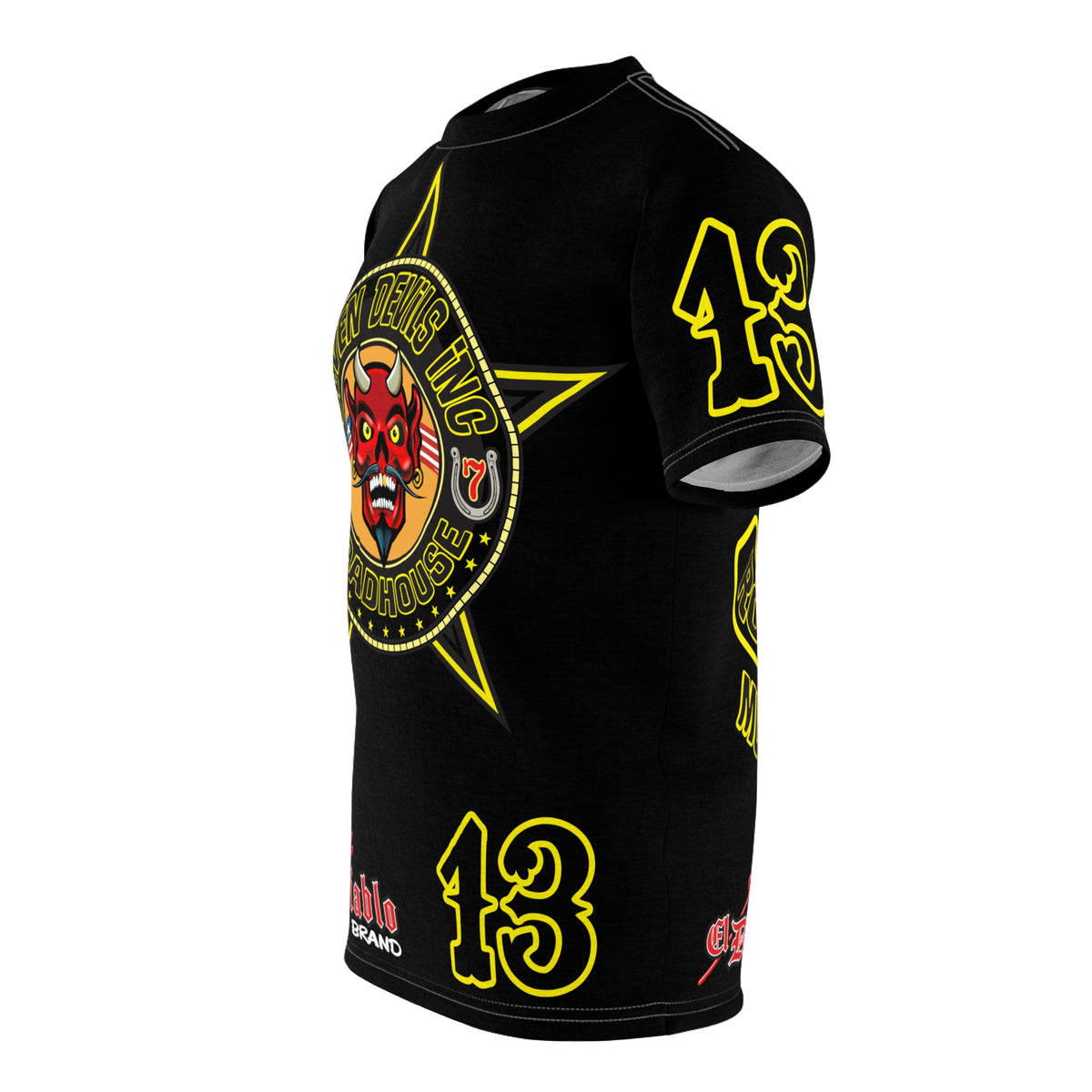 Seven Devils Inc. Roadhouse Black on Black Super Tee — Extreme Edgy Graphics - Bad Attitude Custom Biker Riding Gear