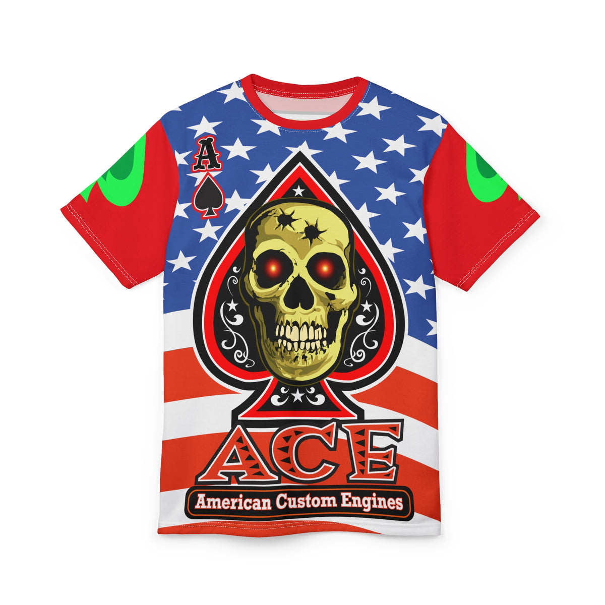American Custom Engines ACE Americana Cut - Special Lumina Green  Ace of Spades Death Card High visibility Graphics