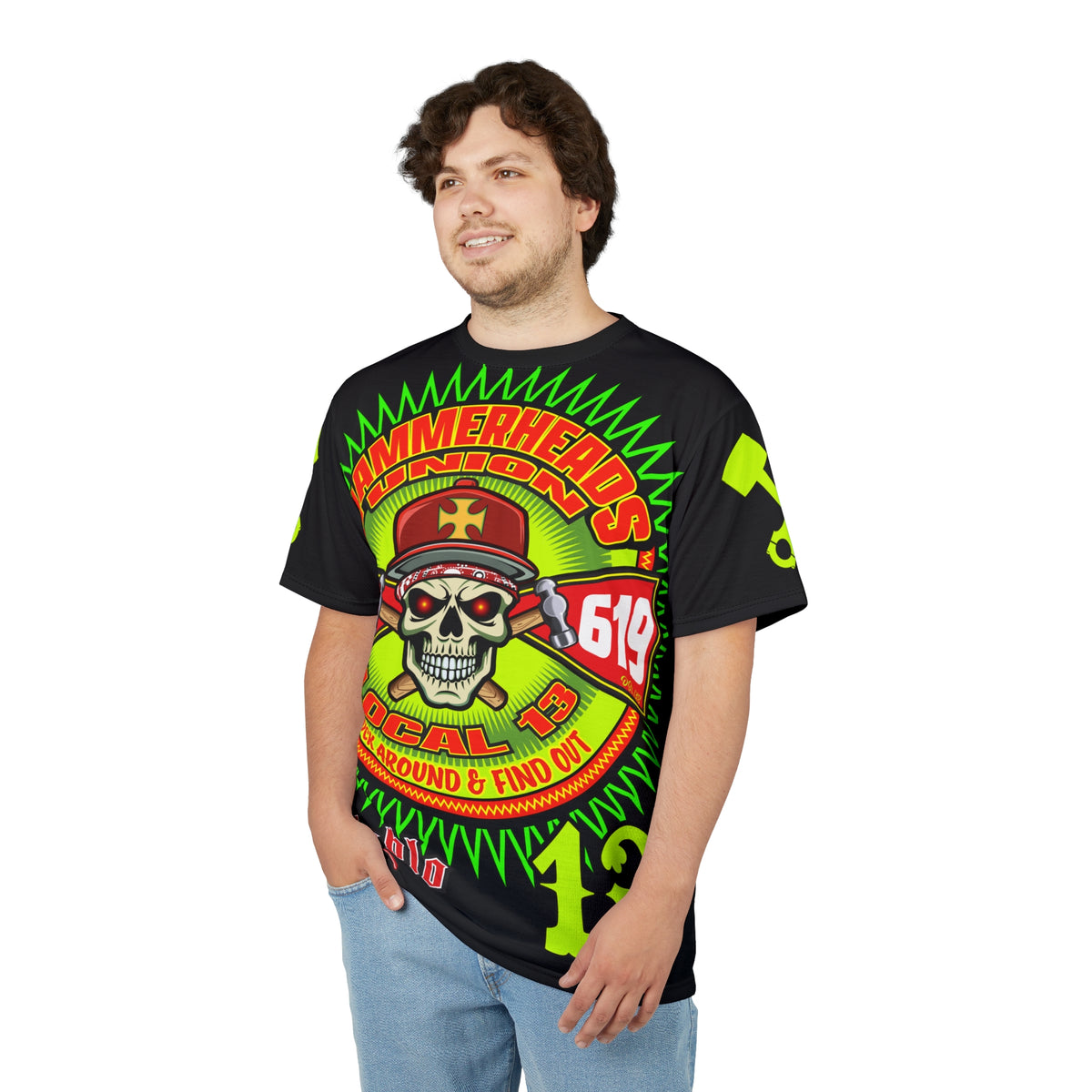 Hammerheads Union Local 13 - GIANT GRAPHICS !!!!!! SoCal 619 Special Edition - Custom HiViz Motorcycle Riding Tee Shirt _ Super Comfort and Fit
