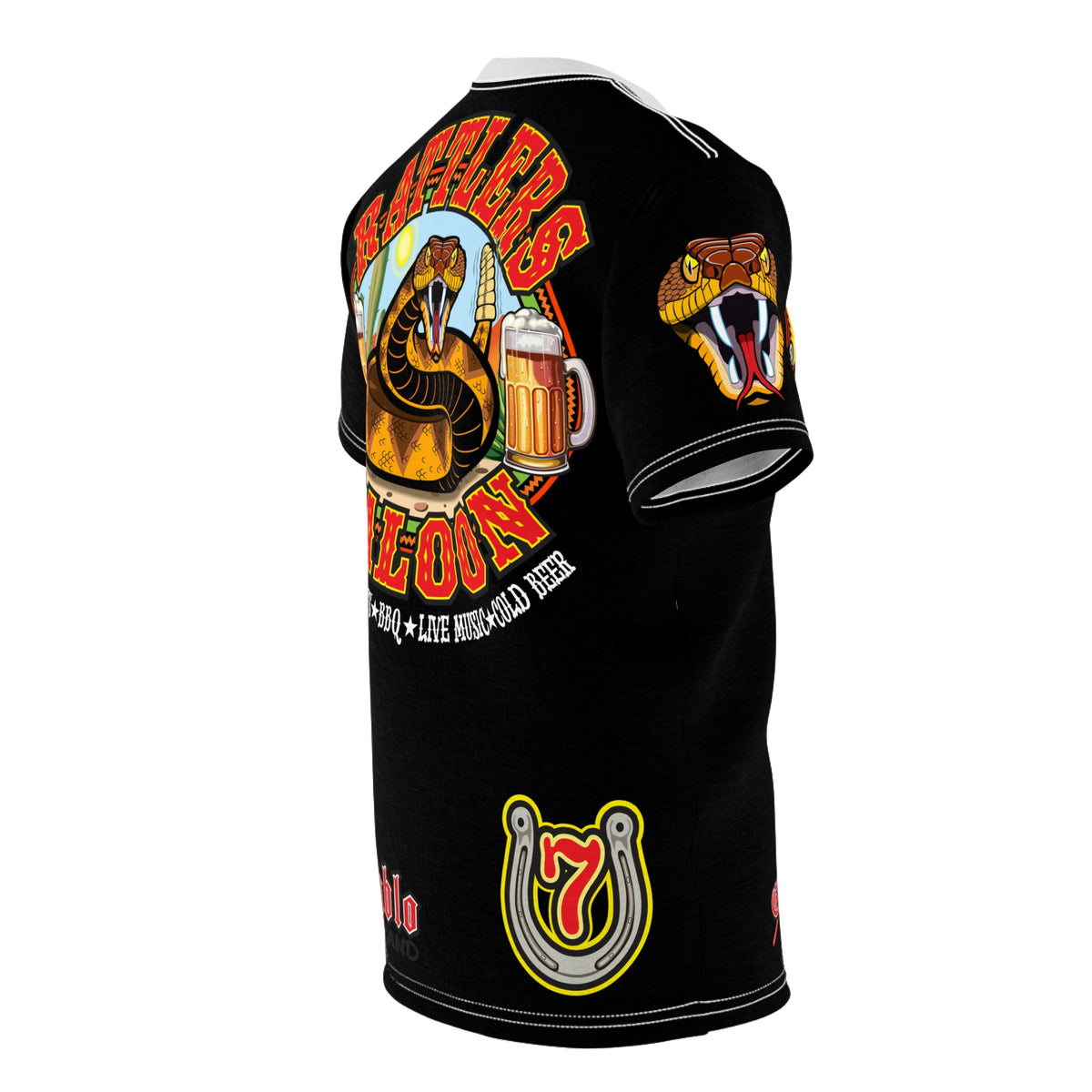 SRT Rattlers Saloon  BADAZZ BLACK SUPER RIDING TEE — Vintage Biker 66 Graphic Shirt