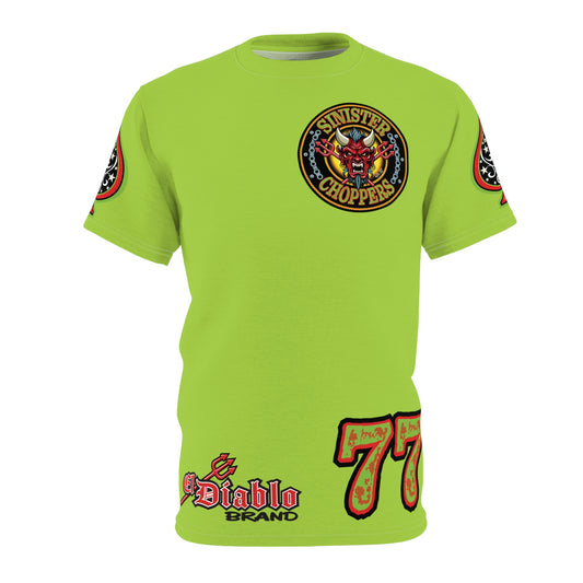 SRT Sinister Choppers HIVIZ GREEN SPECIAL SUPER RIDING TEE— Ride Cool, Look Cool in our Best Super Tee