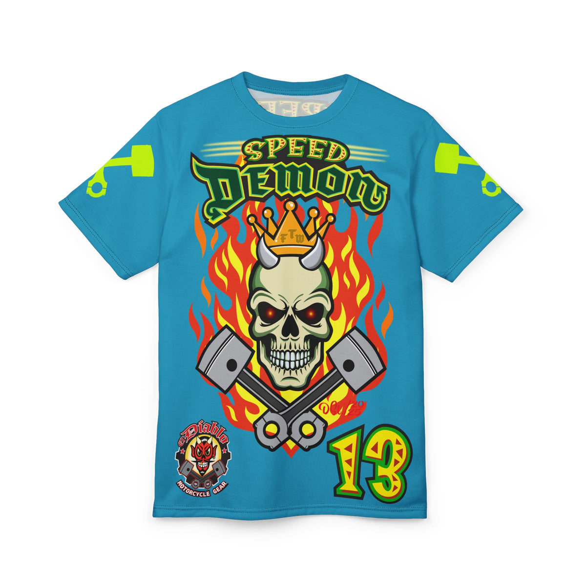 Speed Demon Hellfire HiViz Super Tee - THE Perfect Motorcycle Riding Tee - High Comfort & Perfect Fit Super Tee