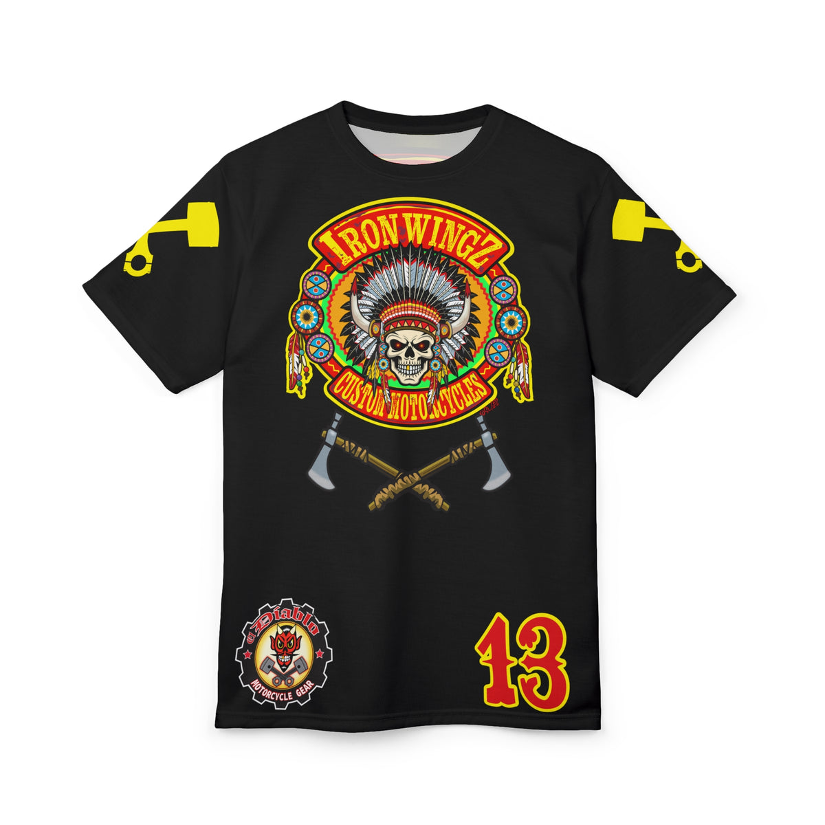 SRT Iron WingZ Customs HIviz Graphic Super Riding Tee, Edgy Streetwear, Customized Apparel, Gift for Bikers