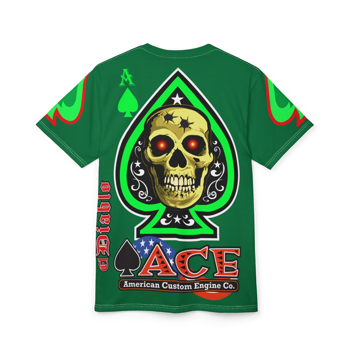 American Custom Engines ACE - Special Lumina Green  Ace of Spades Death Card High visibility Graphics