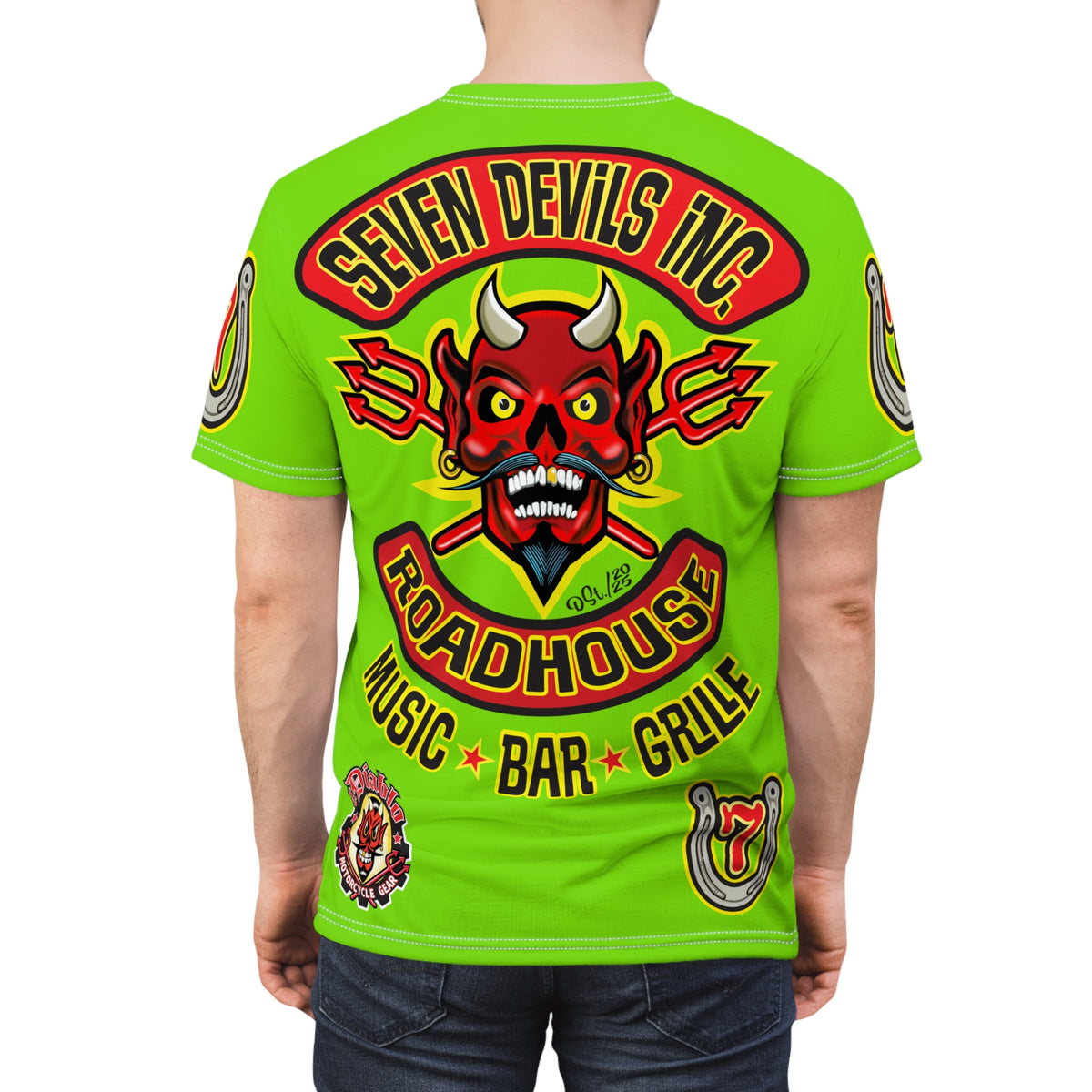 Very Special Seven Devils Inc. Roadhouse HiViz Graphic Tee - Motorcycle Custom Riding Super Tee