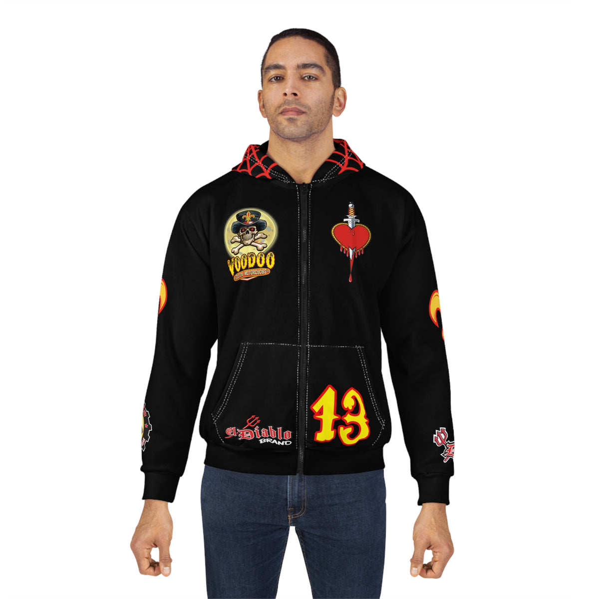 HoodZ VooDoo Customs Unisex Zip Hoodie - Rockin' Motorcycle Riders Gear - Super Comfortable Fit
