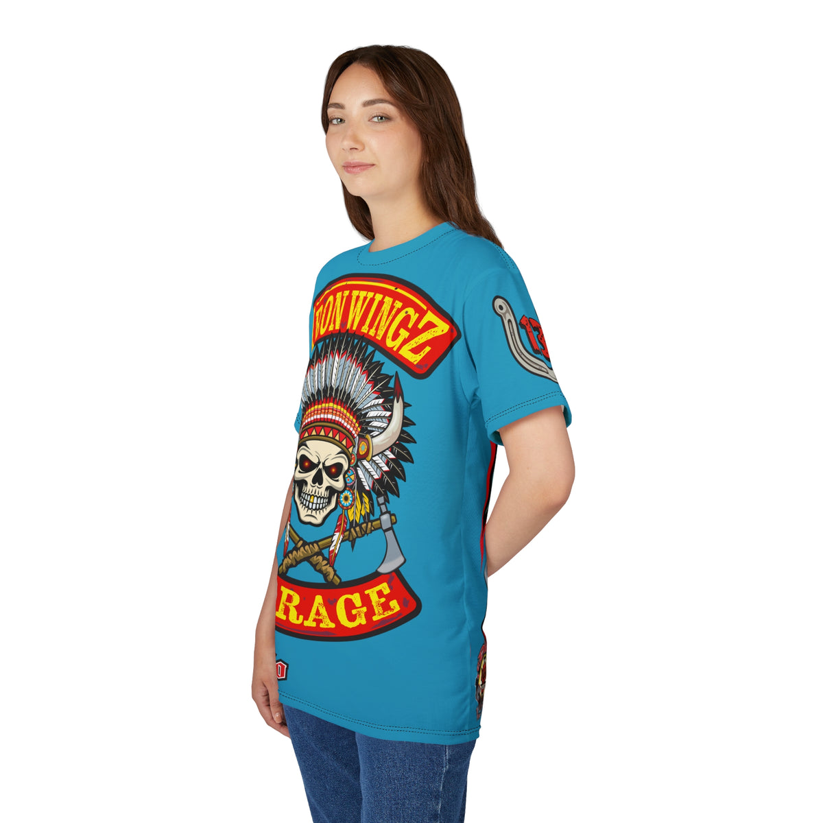 Iron Wingz Garage HiViZ Motorcycle Rider Super Tee_ X large HiViz Back Graphic - (Limited Edition)