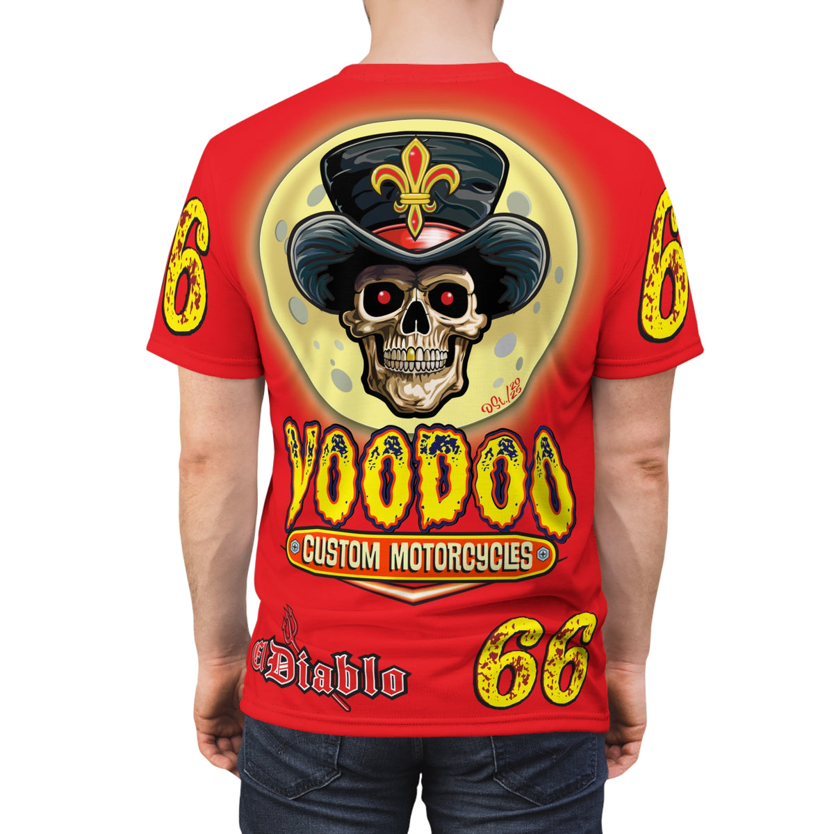 Voodoo Custom Motorcycles Unisex HiViz Tee, Edgy Graphic Shirt, Motorcycle Apparel, Skull T-Shirt, Perfect for Bikers