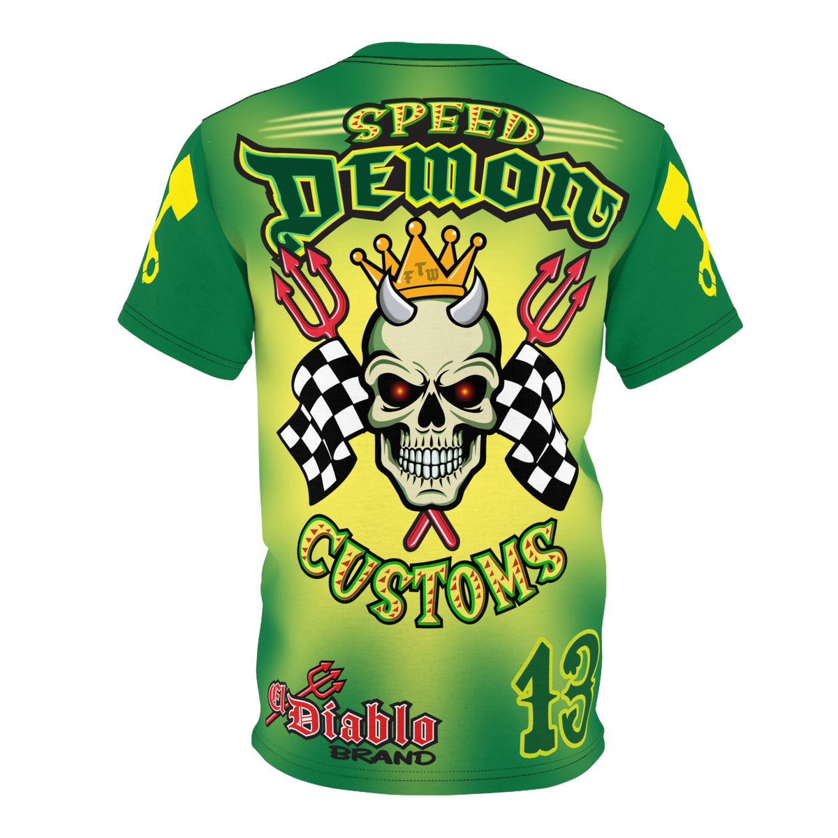 Speed Demon HiViz Tie Dye Style - Custom Motorcycle Riding Tee. - Excellent Visiblity using XL high colour graphics