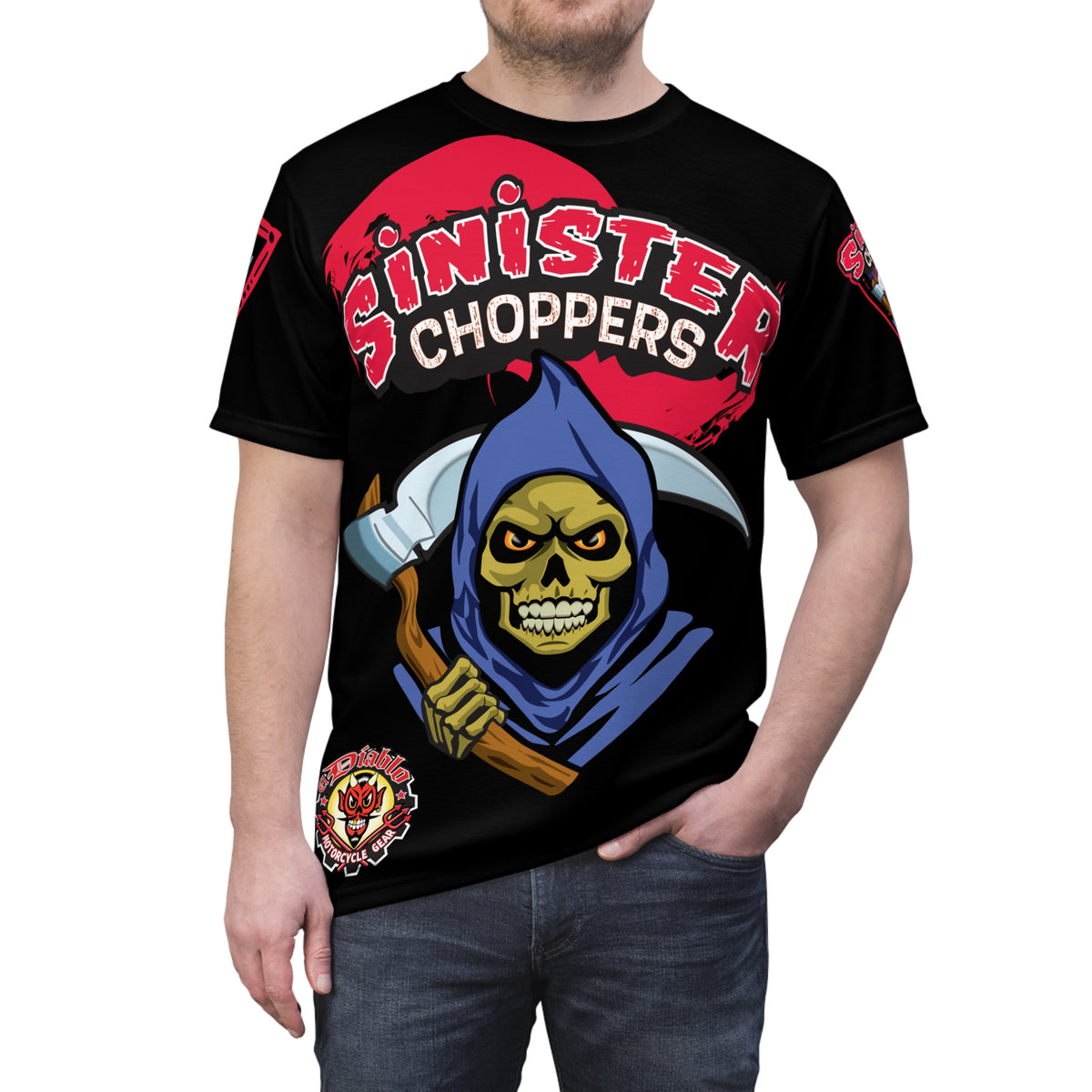 Sinister Choppers HiViz Super Tee - The Dark Reaper Rides Again !!!!