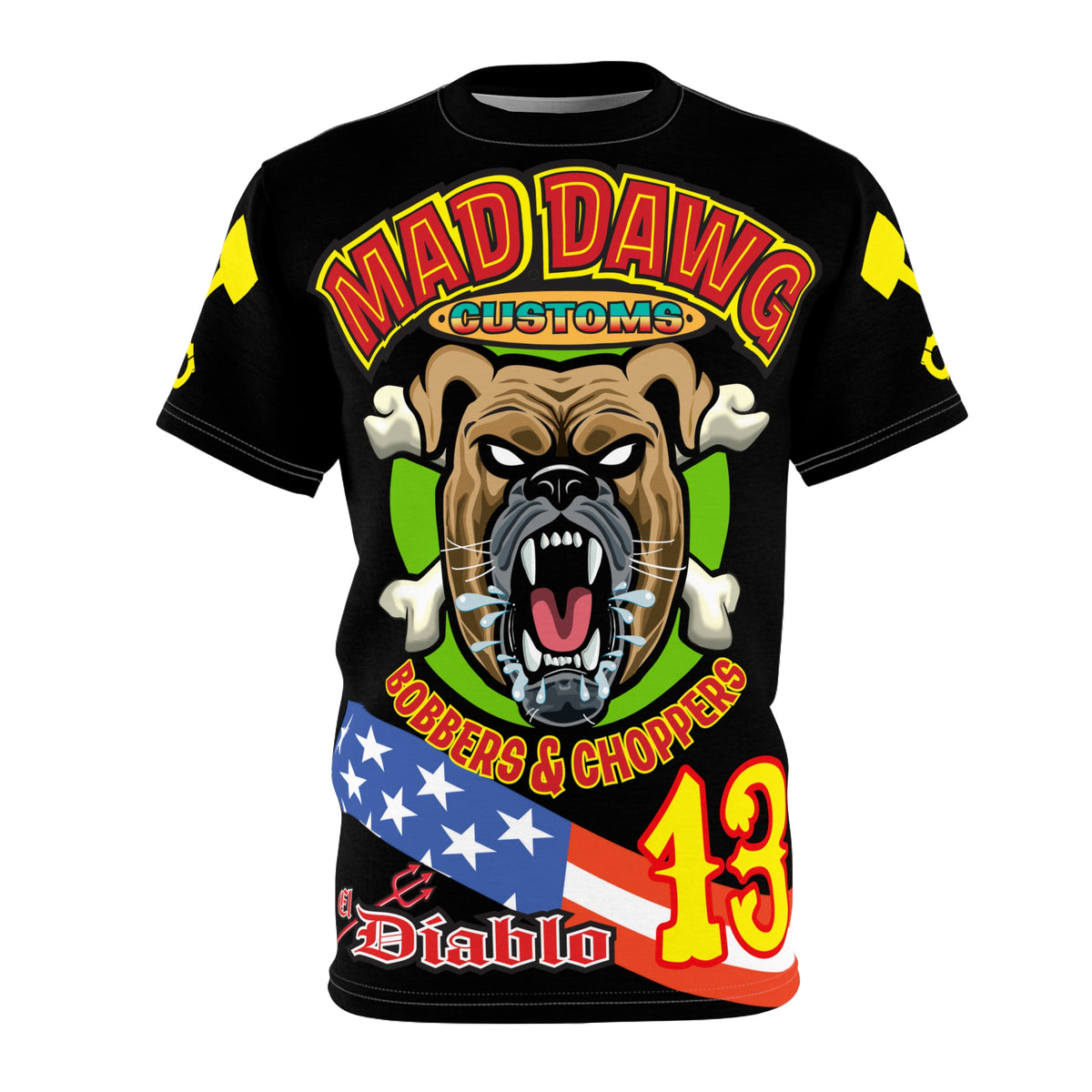 Mad Dawg Customs HiViz Americana - Motorcycle Riders Super Tee