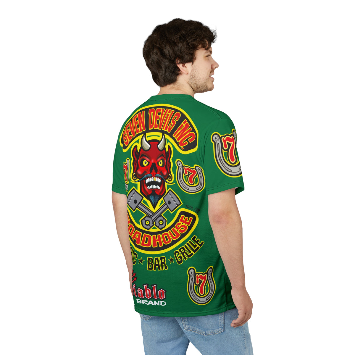 Seven Devils Inc. Roadhouse HiViz Design, Edgy Biker Shirt, Special Motorcycle Riding Gear, Seven Devils Inc.