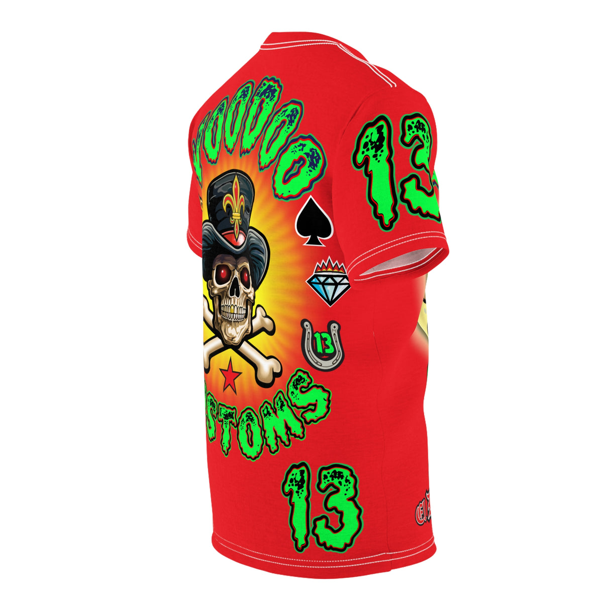Voodoo Motorcycles HiViz Red Rider Super Tee, Unique Graphic Tee, Custom HiViz Apparel
