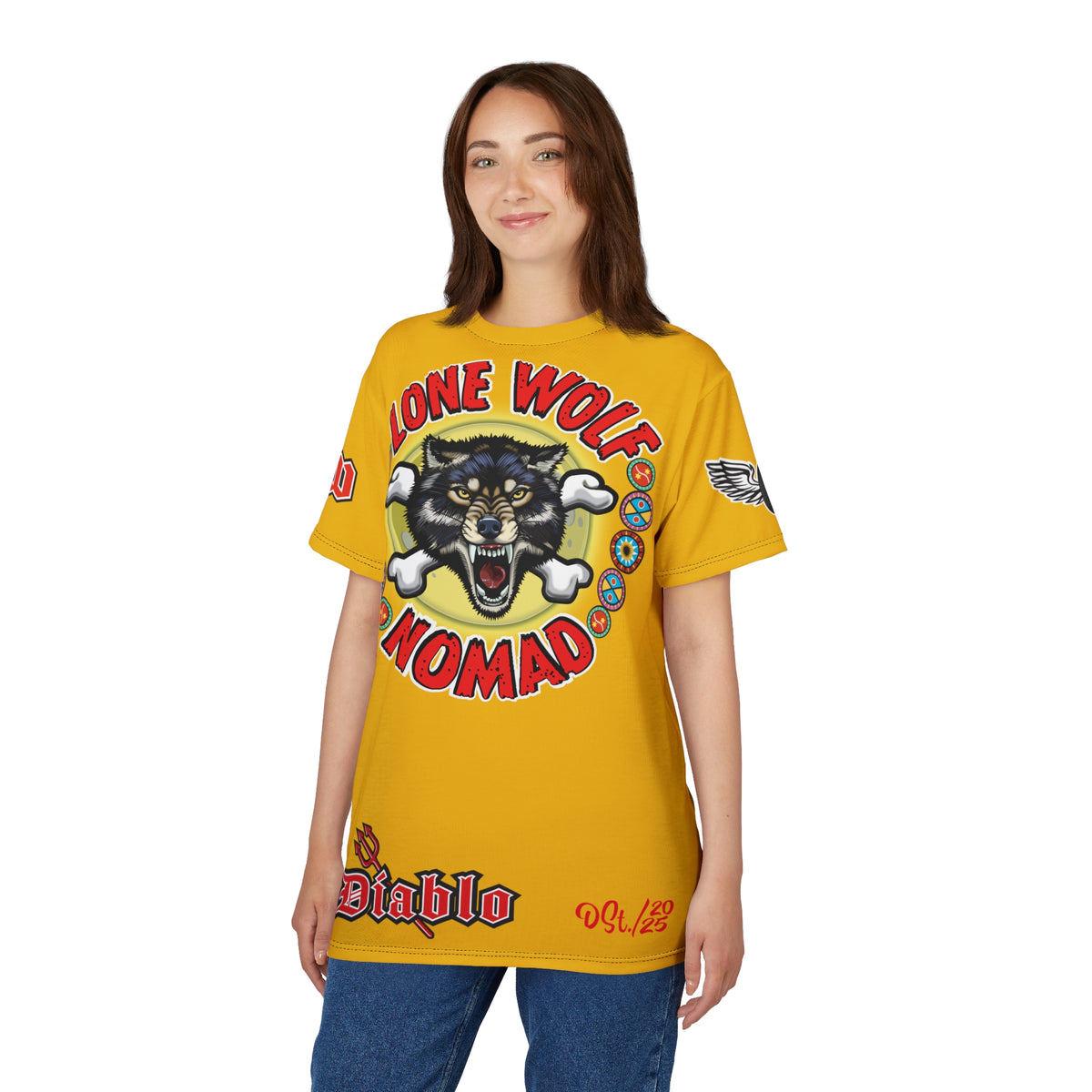 Lone Wolf Nomad HiViz Super Tee - For The Independent No Club Bikers For Life