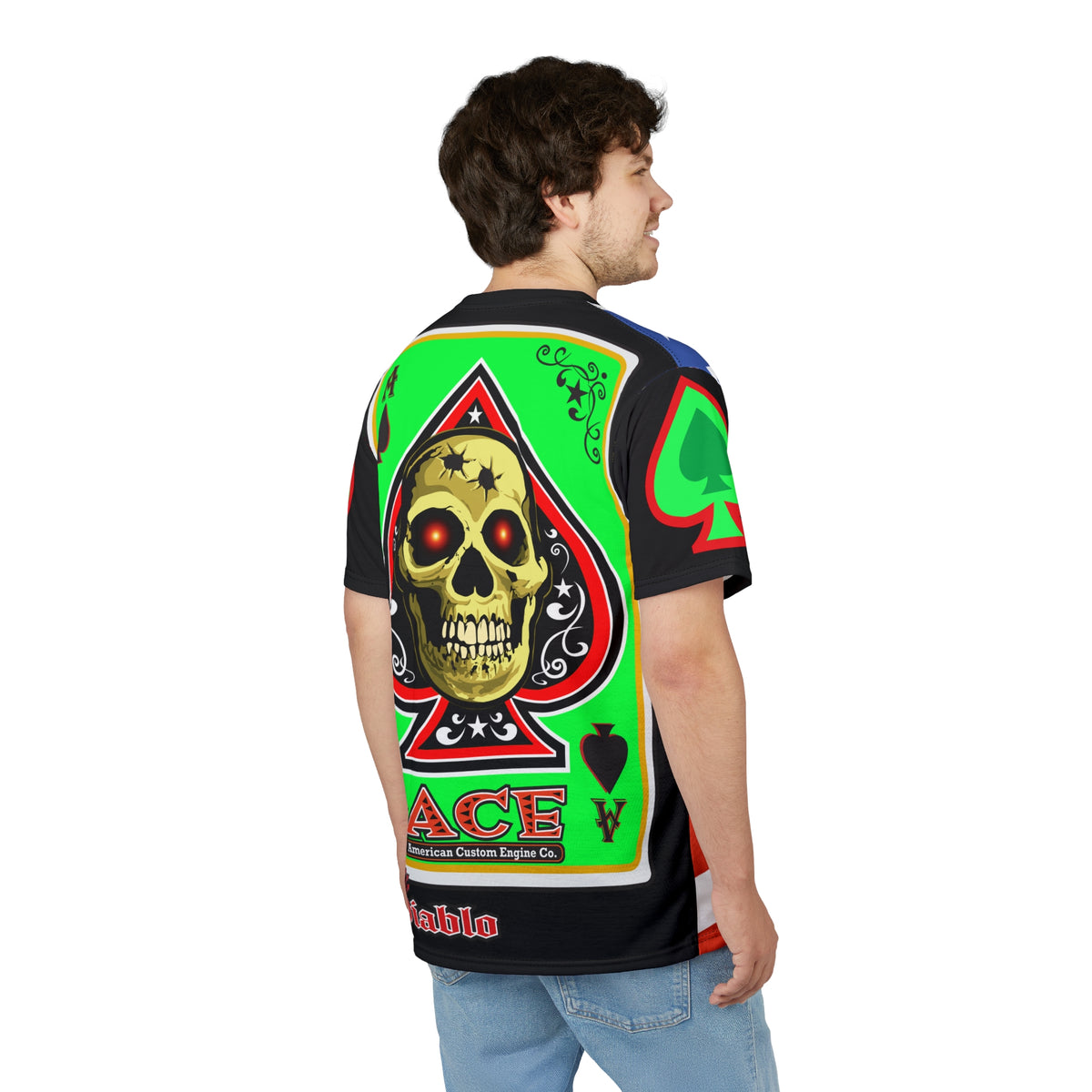 American Custom Engines ACE Americana Cut - Special Lumina Green  Ace of Spades Death Card High visibility Graphics
