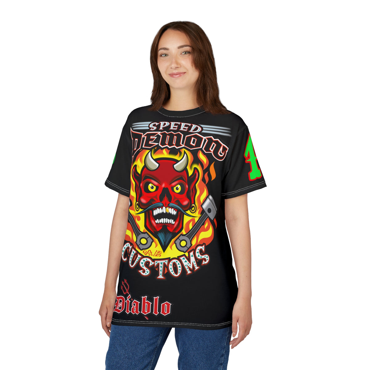 Speed Demon Custom HiViz Unisex Tee - Bold Graphic Harley Enthusiast Super T